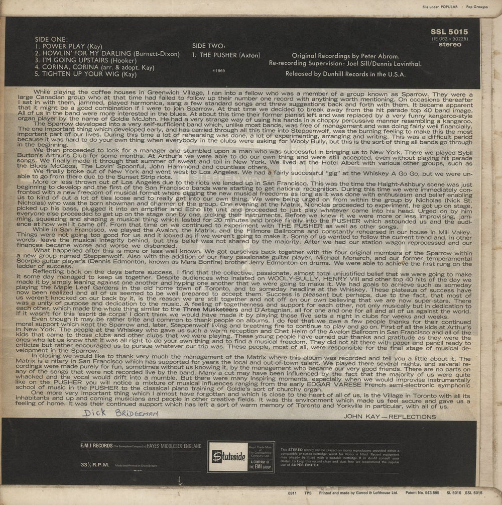 Steppenwolf Early Steppenwolf UK vinyl LP album (LP record)