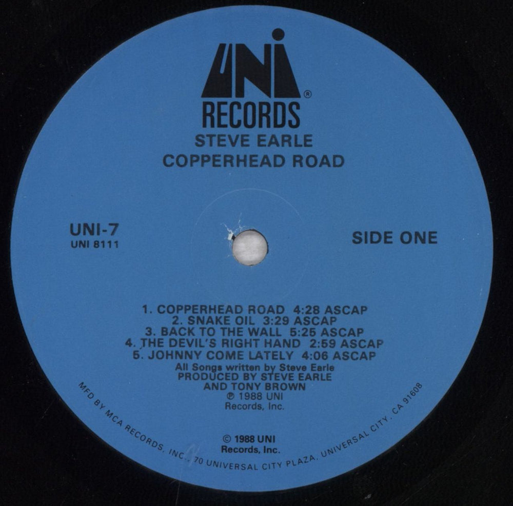 Steve Earle Copperhead Road + Inner & Stickered Shrink US vinyl LP album (LP record) EALLPCO841096