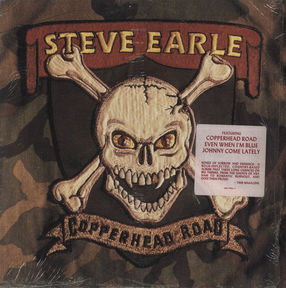 Steve Earle Copperhead Road + Inner & Stickered Shrink US vinyl LP album (LP record) UNI-7