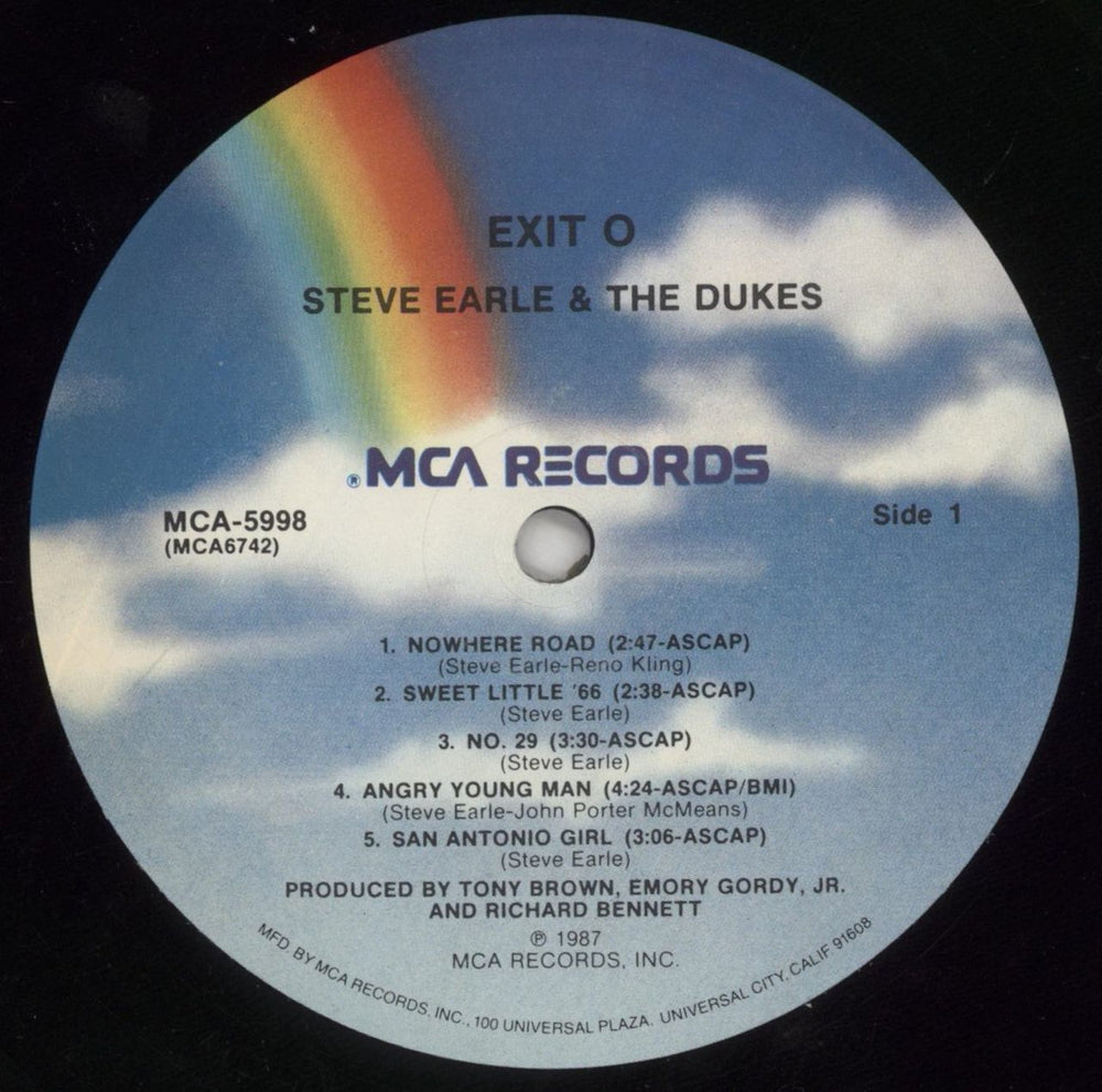 Steve Earle Exit 0 - Shrink US vinyl LP album (LP record) EALLPEX863002