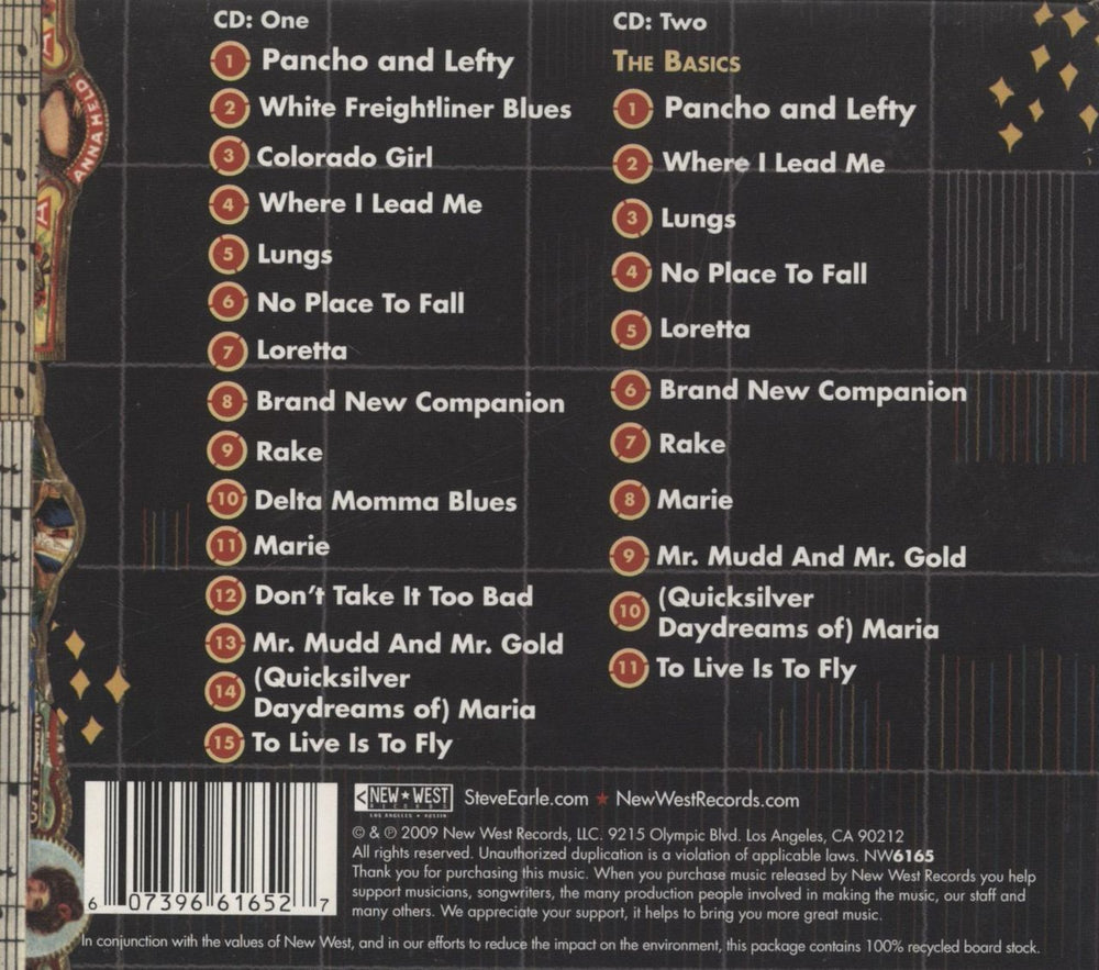 Steve Earle Townes UK 2 CD album set (Double CD) 607396616527
