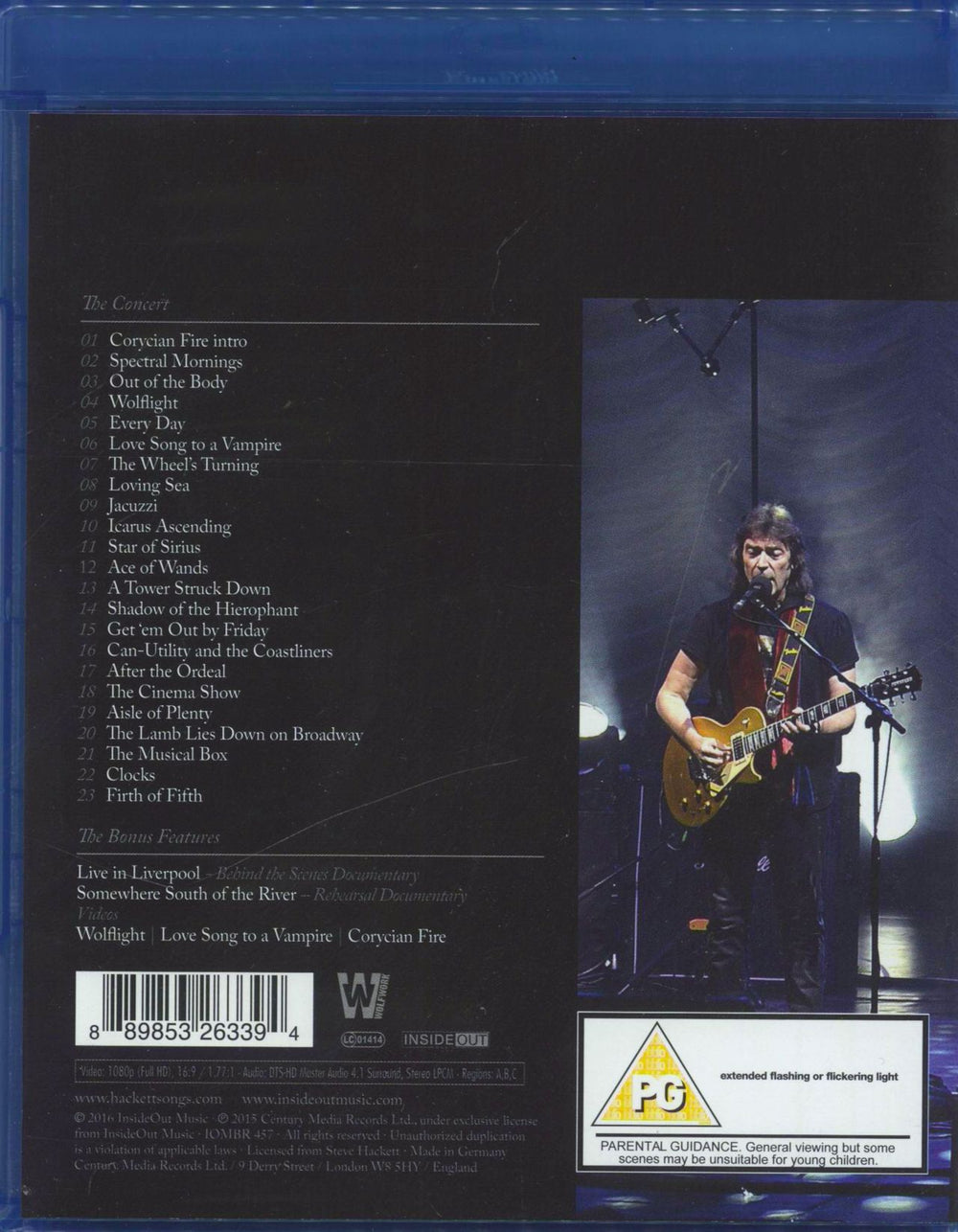 Steve Hackett The Total Experience Live In Liverpool (Acolyte To Wolflight With Genesis Classics) UK Blu Ray DVD