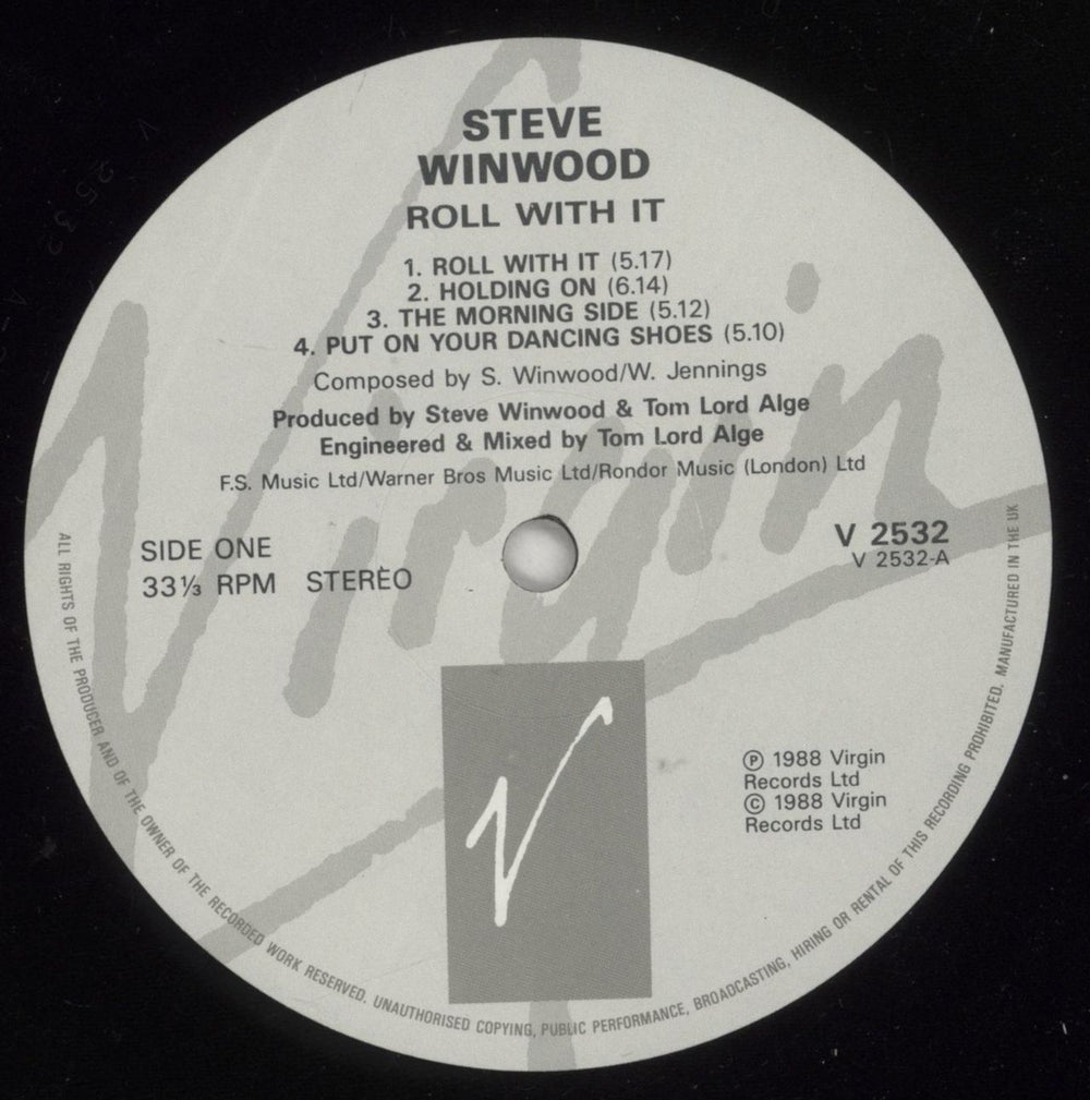 Steve Winwood Roll With It UK vinyl LP album (LP record) WWDLPRO245845