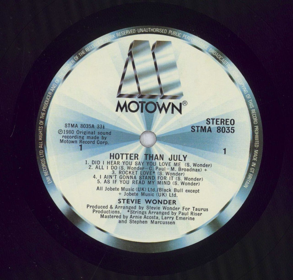 Stevie Wonder Hotter Than July UK vinyl LP album (LP record) STWLPHO285465