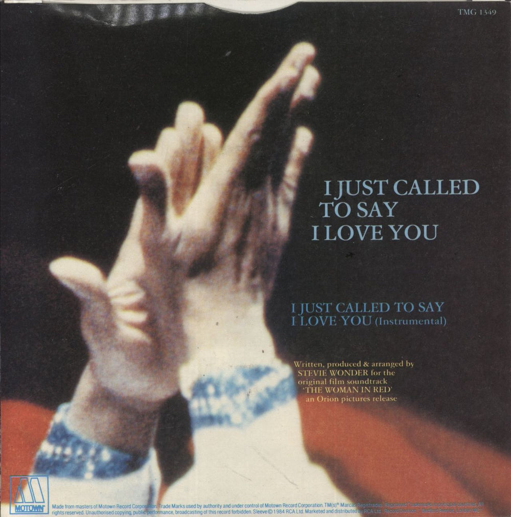 Stevie Wonder I Just Called To Say I Love You - P/S UK 7" vinyl single (7 inch record / 45)