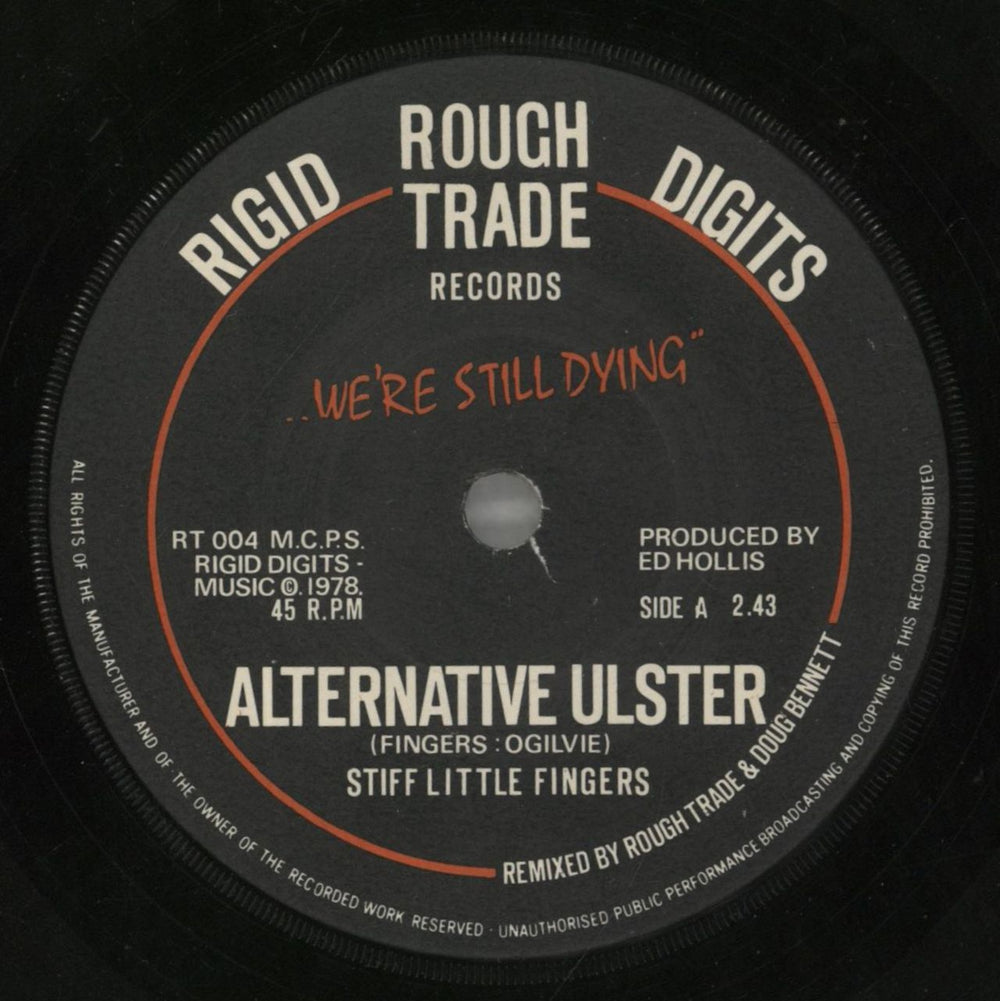 Stiff Little Fingers Alternative Ulster UK 7" vinyl single (7 inch record / 45) SFI07AL463039