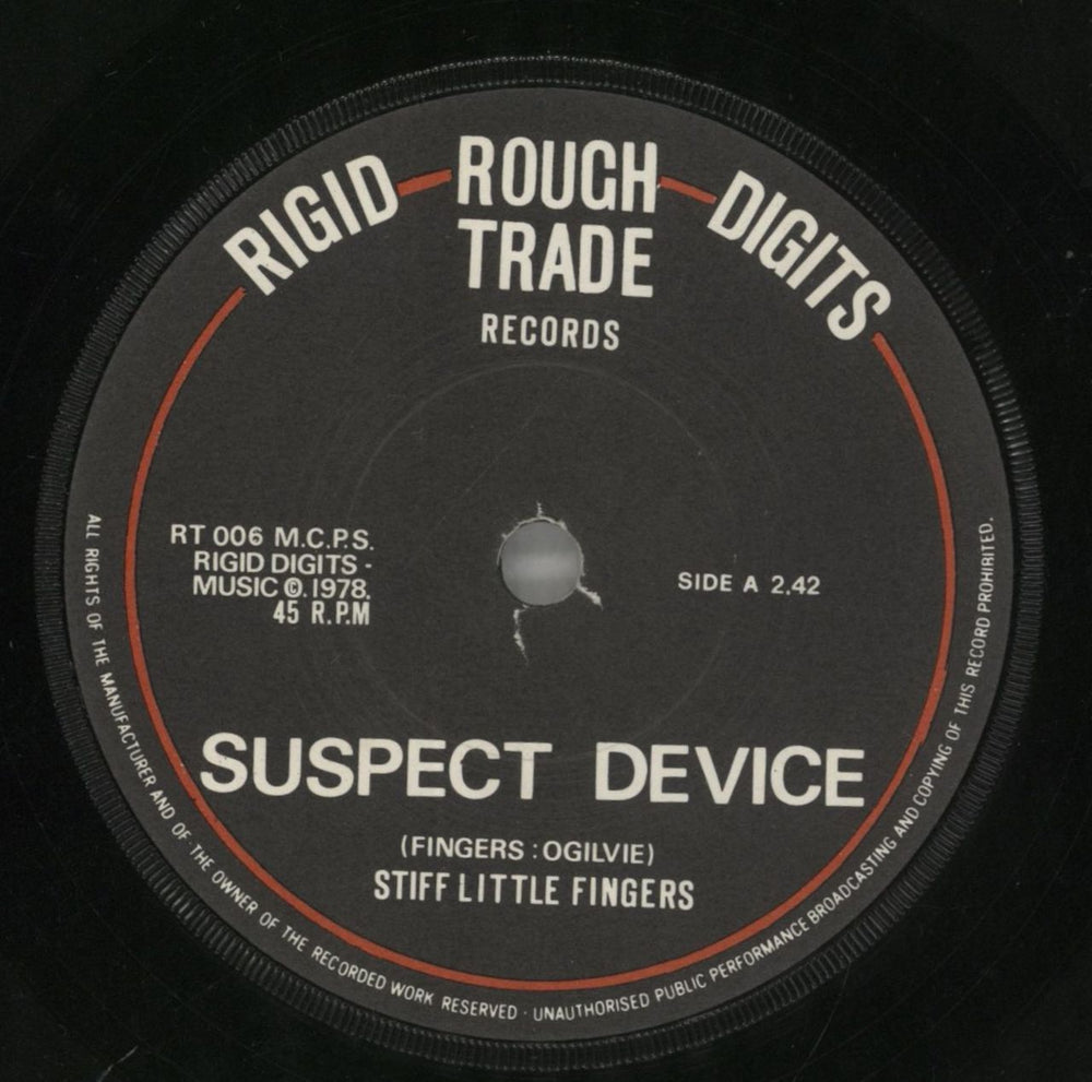 Stiff Little Fingers Suspect Device UK 7" vinyl single (7 inch record / 45) SFI07SU319260