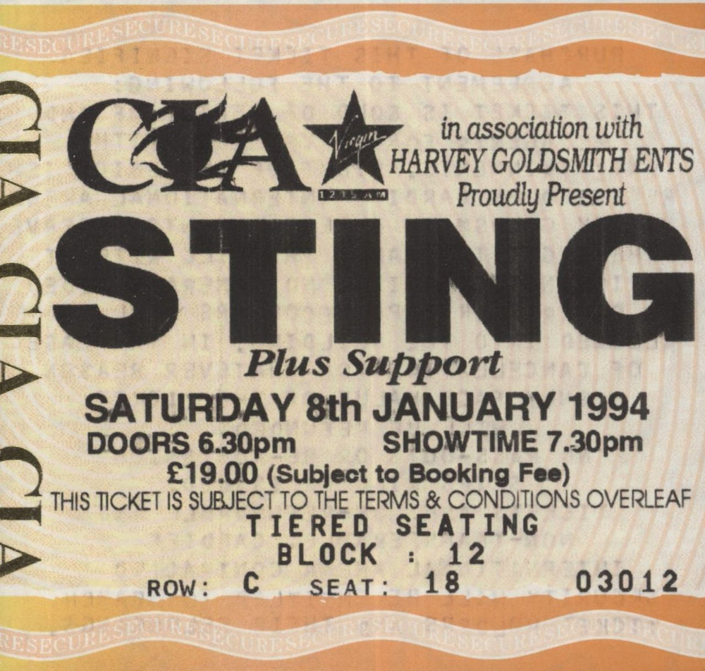 Sting Ten Summoner's Tales World Tour + Ticket Stub UK tour programme STITRTE858297