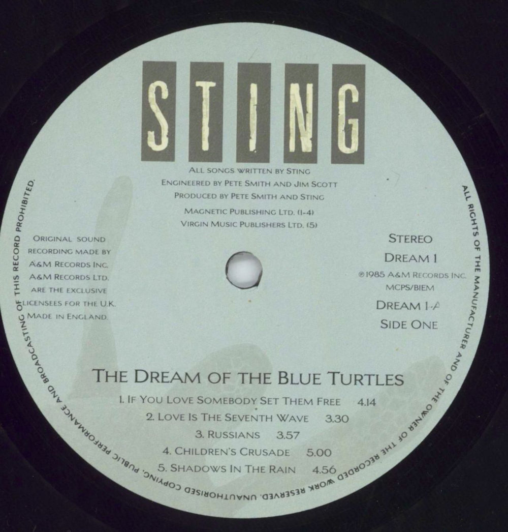 Sting The Dream Of The Blue Turtles UK vinyl LP album (LP record) STILPTH249589