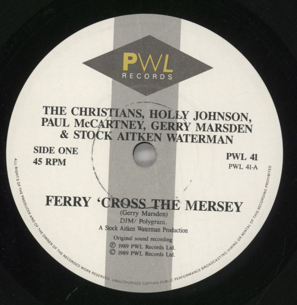 Stock Aitken Waterman Ferry 'Cross The Mersey - Solid UK 7" vinyl single (7 inch record / 45) SAW07FE51708