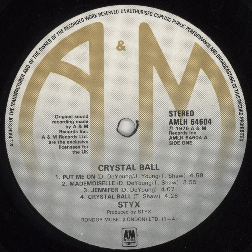 Styx Crystal Ball UK vinyl LP album (LP record) STXLPCR314389