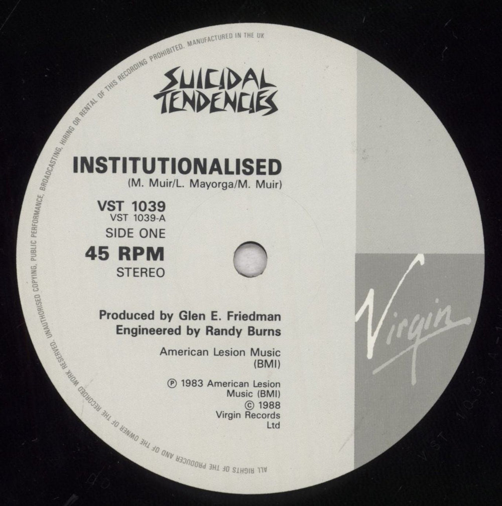 Suicidal Tendencies Institutionalised UK 12" vinyl single (12 inch record / Maxi-single) SUI12IN841636