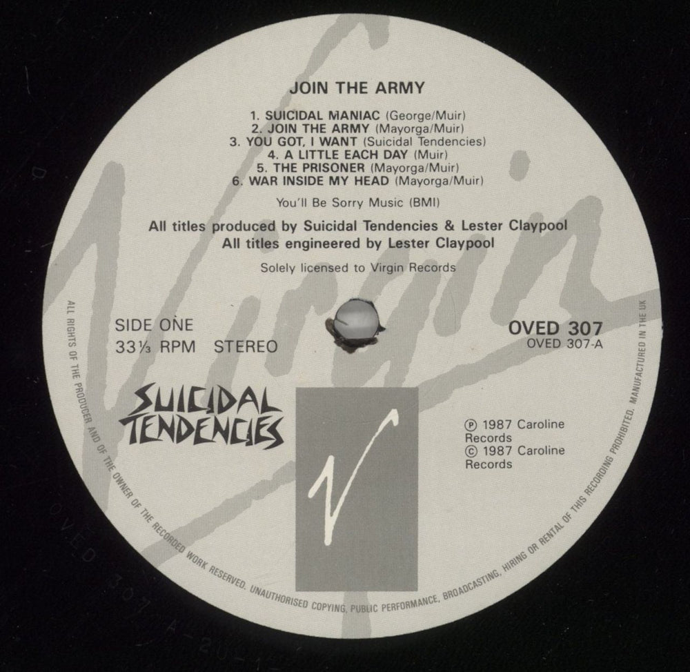 Suicidal Tendencies Join The Army - 1st UK vinyl LP album (LP record) SUILPJO880090