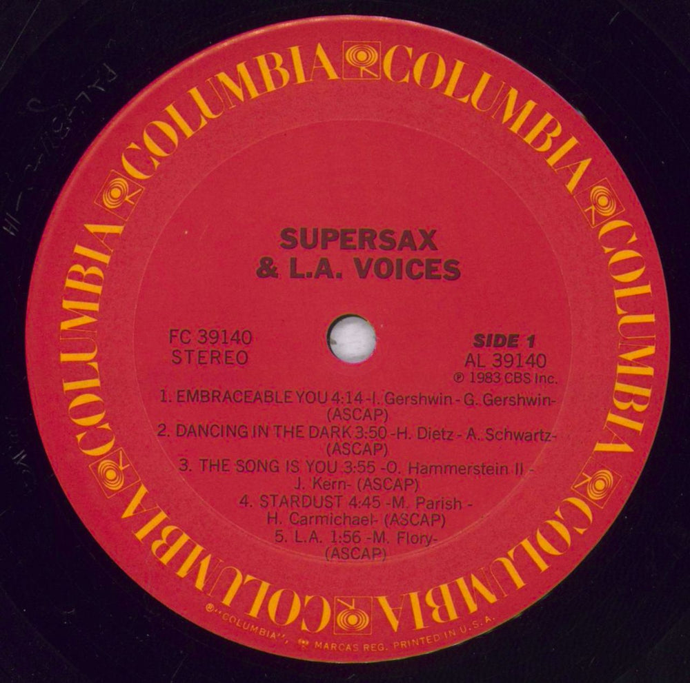 Supersax Supersax & L.A. Voices US vinyl LP album (LP record) SXALPSU833205