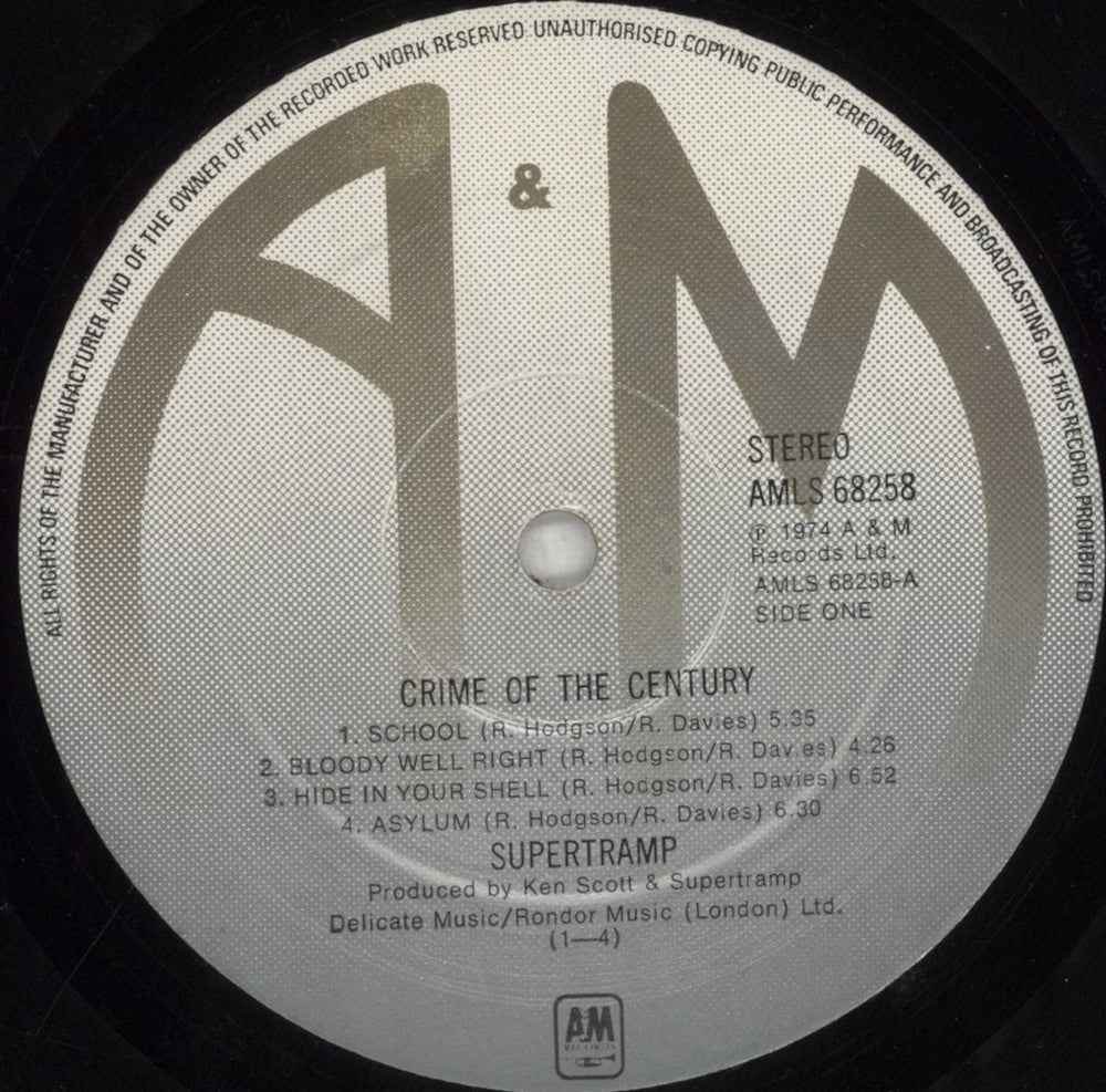 Supertramp Crime Of The Century - 1st + Insert - EX UK vinyl LP album (LP record) SPTLPCR636085