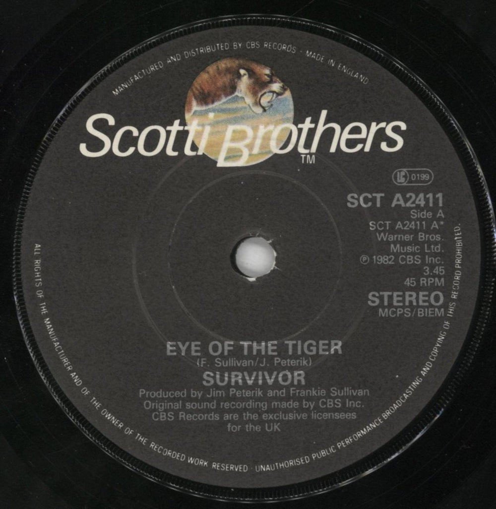 Survivor Eye Of The Tiger - P/S UK 7" vinyl single (7 inch record / 45) SUR07EY466463