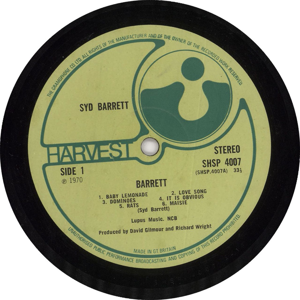 Syd Barrett Barrett - 1st - Textured Sleeve UK vinyl LP album (LP record)