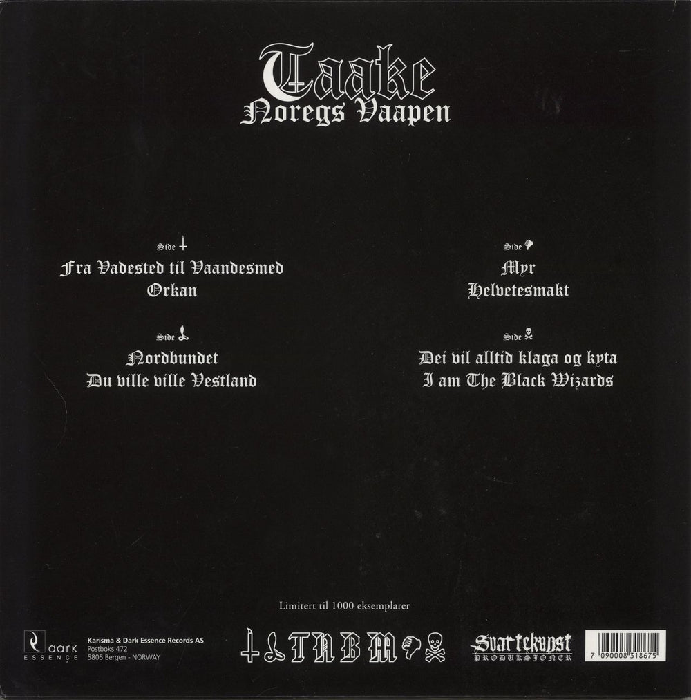 Taake Noregs Vaapen - Clear Vinyl Norwegian 2-LP vinyl record set (Double LP Album) 7090008318675