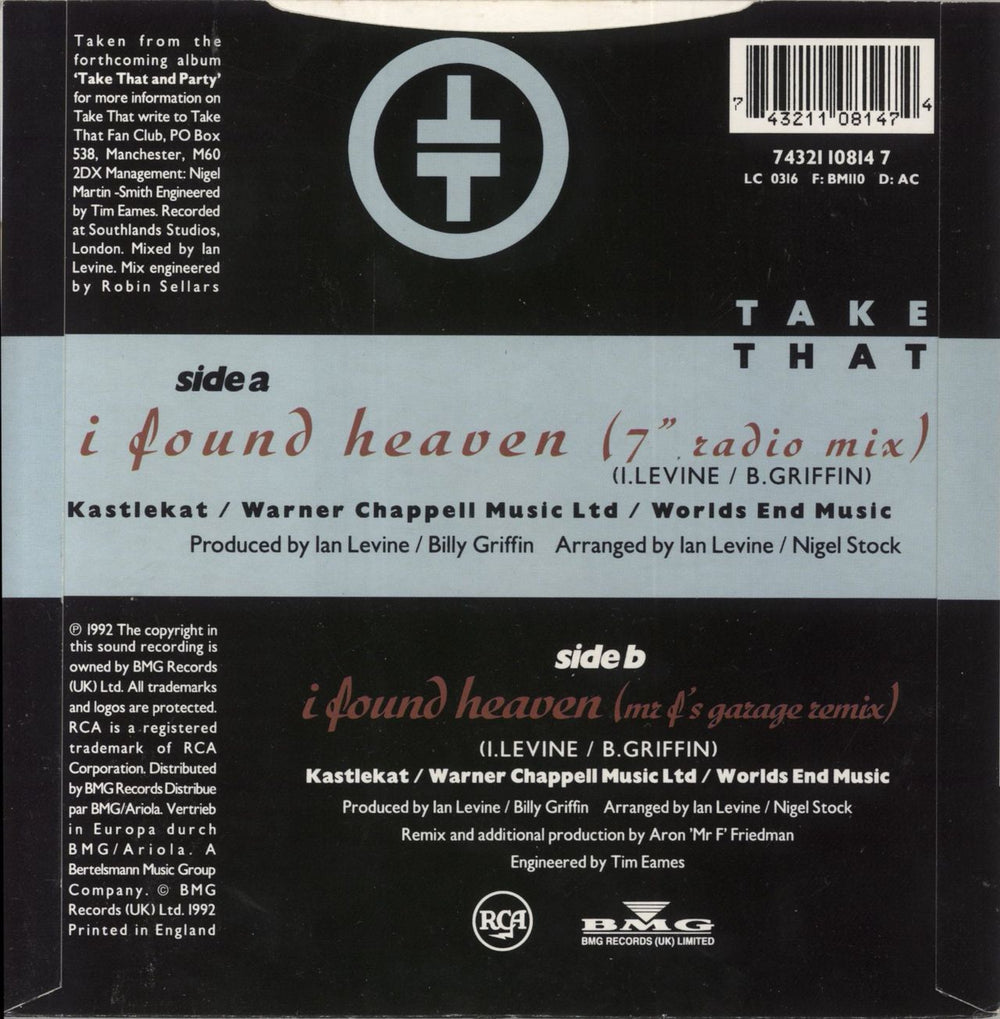 Take That I Found Heaven UK 7" vinyl single (7 inch record / 45) 743211081474
