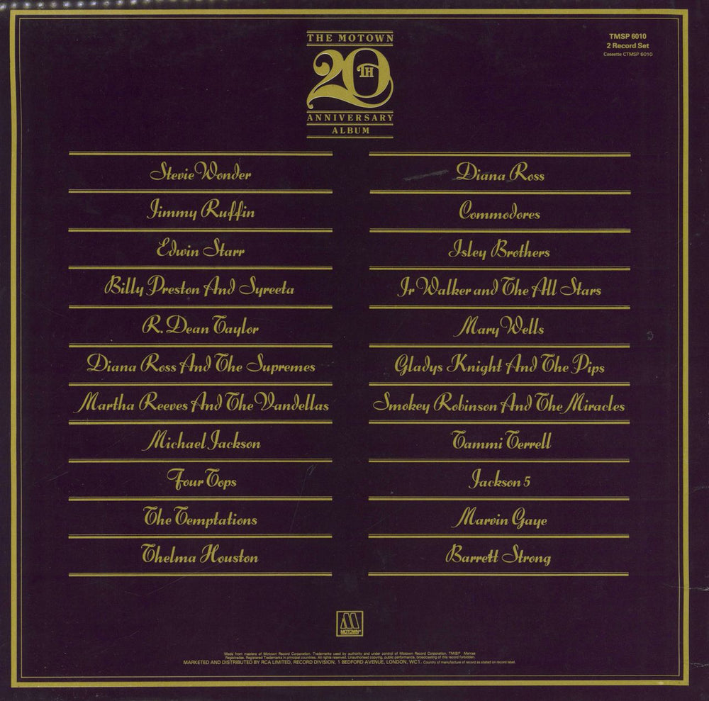 Tamla Motown The Motown 20th Anniversary Album UK 2-LP vinyl record set (Double LP Album)