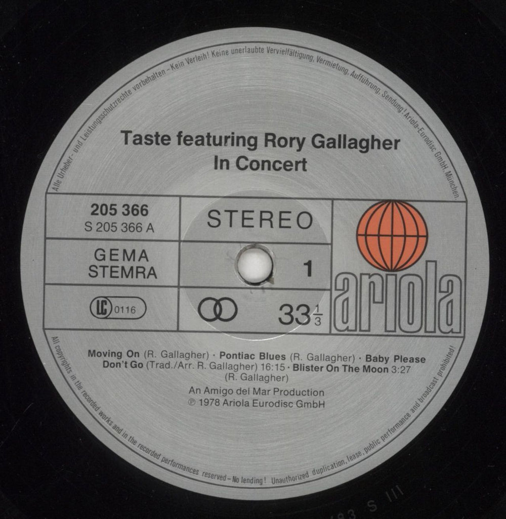 Taste In Concert German vinyl LP album (LP record) TTELPIN851224