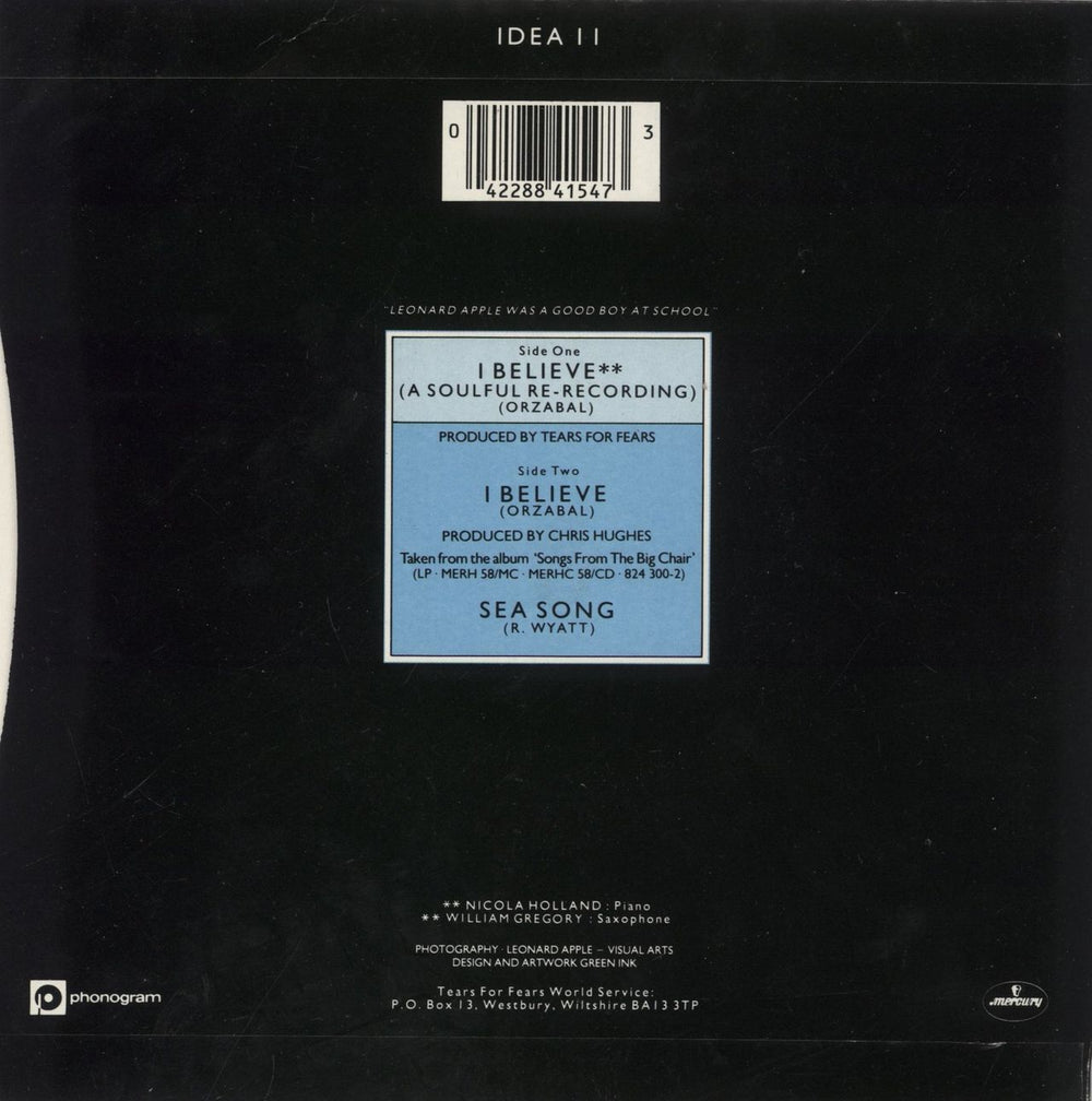 Tears For Fears I Believe - 3 Tracks UK 7" vinyl single (7 inch record / 45) 042288415473