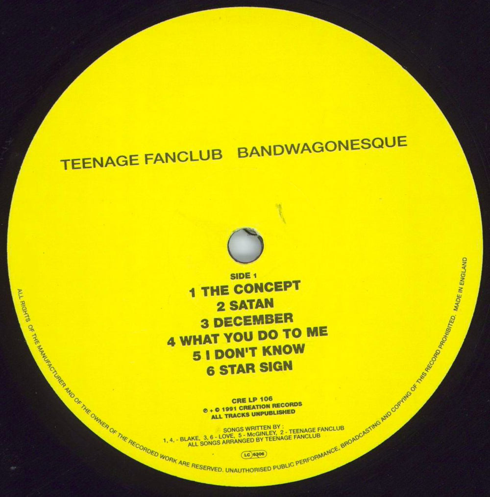 Teenage Fanclub Bandwagonesque - EX UK vinyl LP album (LP record) TFCLPBA501059