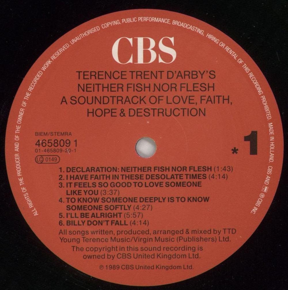 Terence Trent D'Arby Neither Fish Nor Flesh Dutch vinyl LP album (LP record) TTDLPNE866798