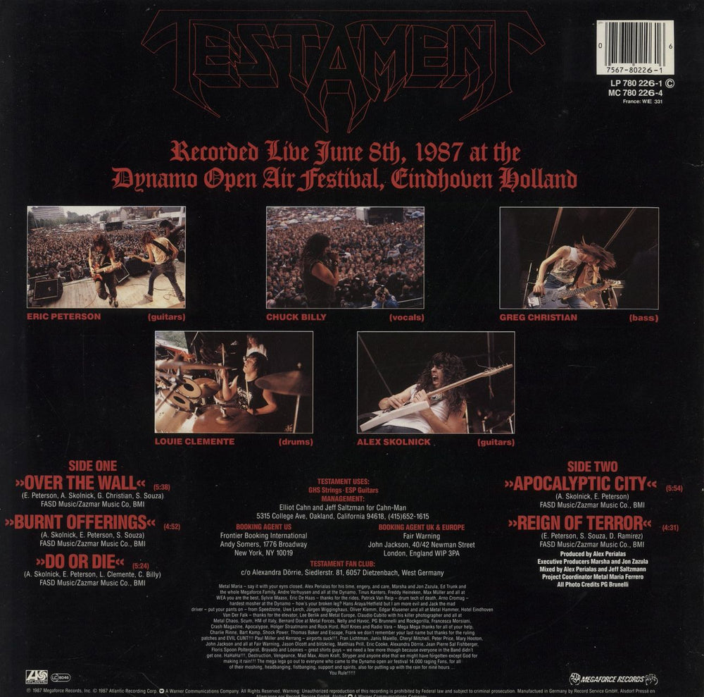 Testament Live At Eindhoven EP German vinyl LP album (LP record) 075678022616