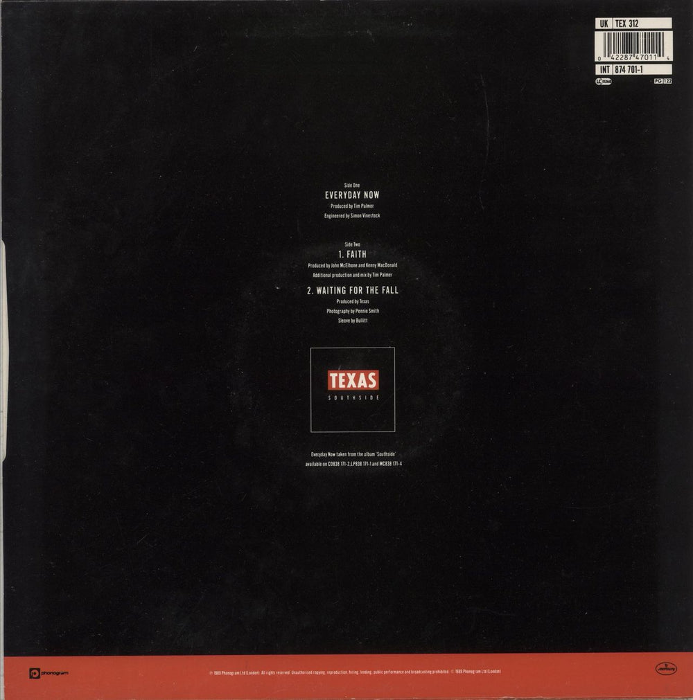 Texas Everyday Now UK 12" vinyl single (12 inch record / Maxi-single) 042287470114