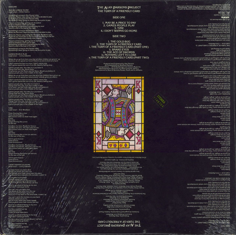The Alan Parsons Project The Turn Of A Friendly Card - shrink US vinyl LP album (LP record) 078221951814