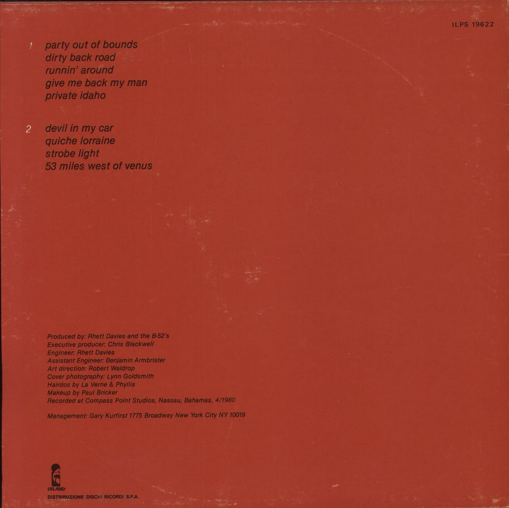 The B-52's Wild Planet Italian vinyl LP album (LP record)