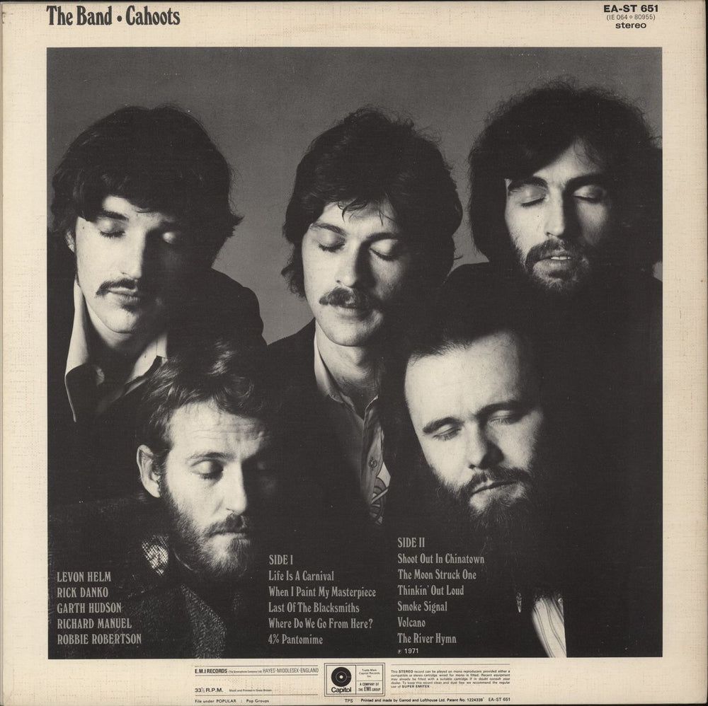 The Band Cahoots - 1st - Textured UK vinyl LP album (LP record)