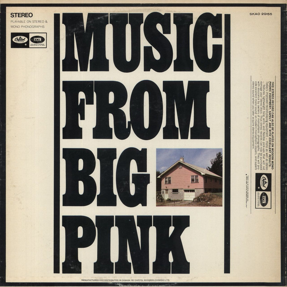 The Band Music From Big Pink Canadian vinyl LP album (LP record)