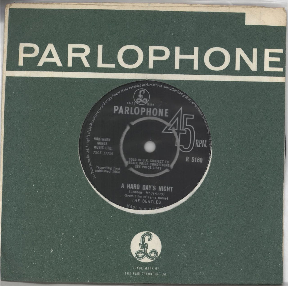 The Beatles A Hard Day's Night - 1st - EX UK 7" vinyl single (7 inch record / 45) R5160