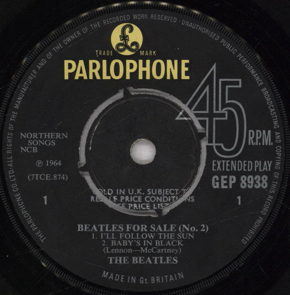 The Beatles Beatles For Sale No. 2 EP - 1st - Ex UK 7" vinyl single (7 inch record / 45) BTL07BE767101