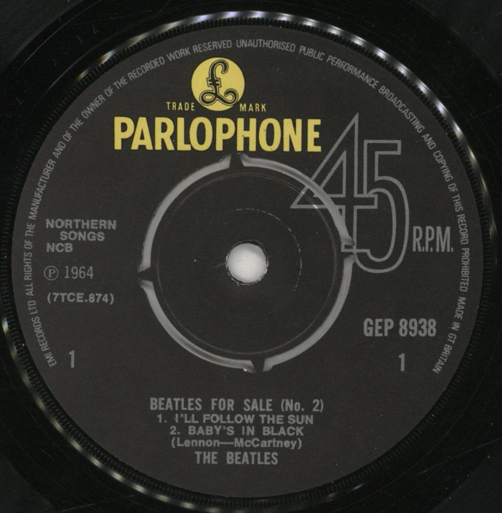 The Beatles Beatles For Sale (No 2) EP - EMI Text - EX UK 7" vinyl single (7 inch record / 45) BTL07BE697462