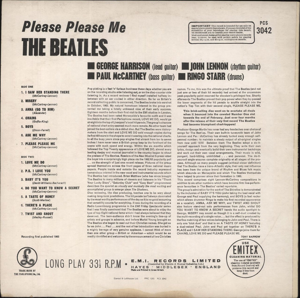 The Beatles Please Please Me - 2 Box - EMI - EX UK vinyl LP album (LP record)