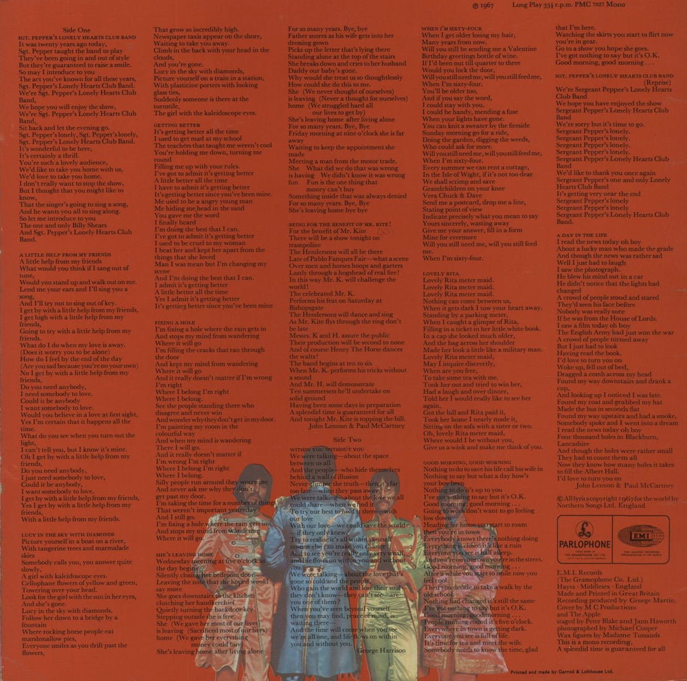 The Beatles Sgt. Pepper's - Wide Spine - WOC - EX UK vinyl LP album (LP record)