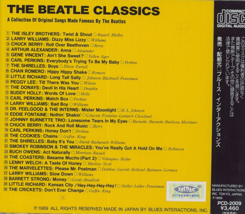 The Beatles The Beatle Classics (A Collection Of Original Songs Made Famous By The Beatles) Japanese CD album (CDLP)