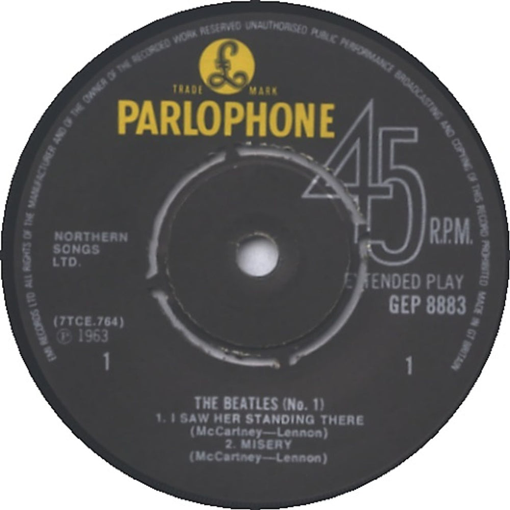 The Beatles The Beatles (No. 1) EP - 3rd UK 7" vinyl single (7 inch record / 45) BTL07TH49801