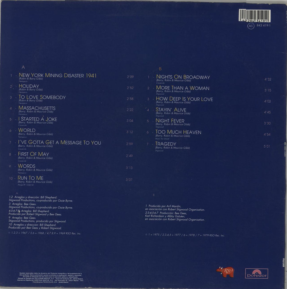 The Bee Gees Story Spanish vinyl LP album (LP record) 042284341912