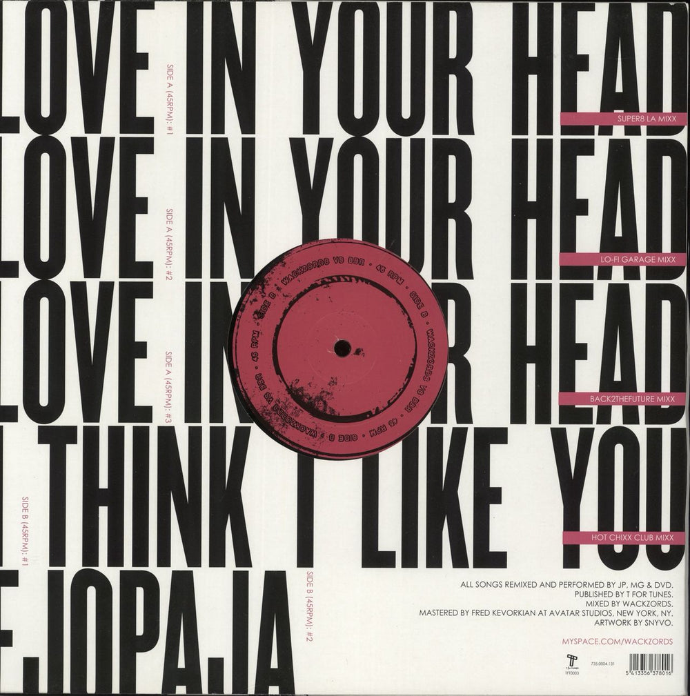 The Black Box Revelation Wackzords Vs BBR. Love In Your Head EP Belgian 12" vinyl single (12 inch record / Maxi-single) 5413356378016