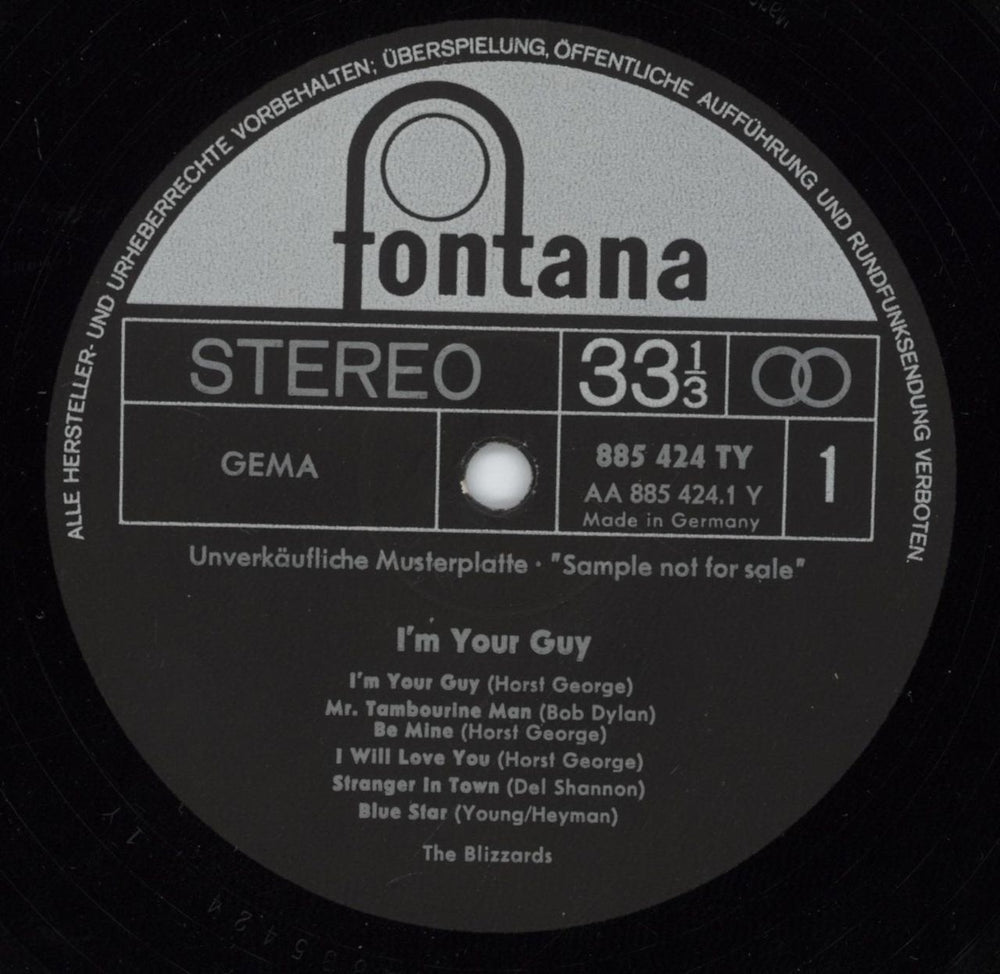 The Blizzards I'm Your Guy German Promo vinyl LP album (LP record) 96FLPIM881879