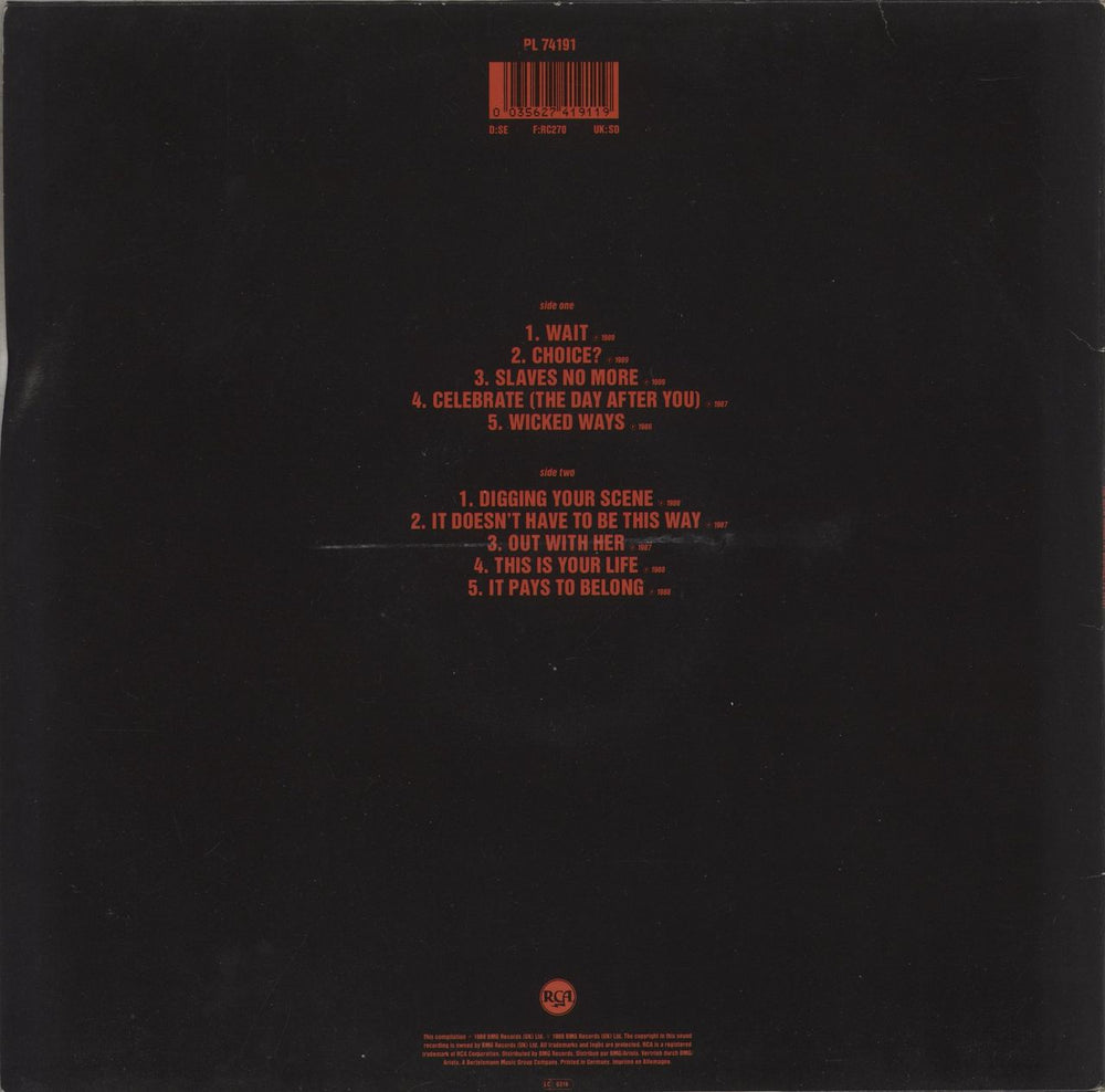 The Blow Monkeys Choices UK vinyl LP album (LP record) 035627419119