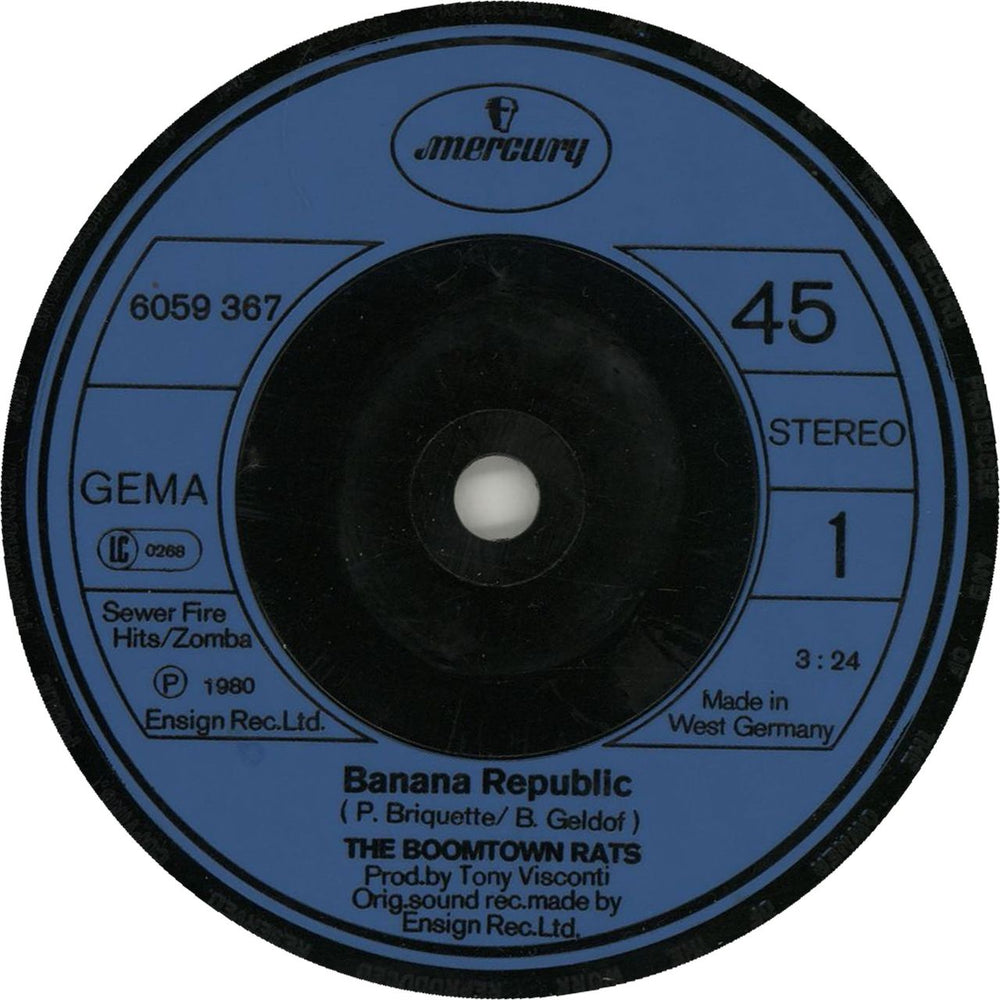 The Boomtown Rats Banana Republic German 7" vinyl single (7 inch record / 45) 6059367