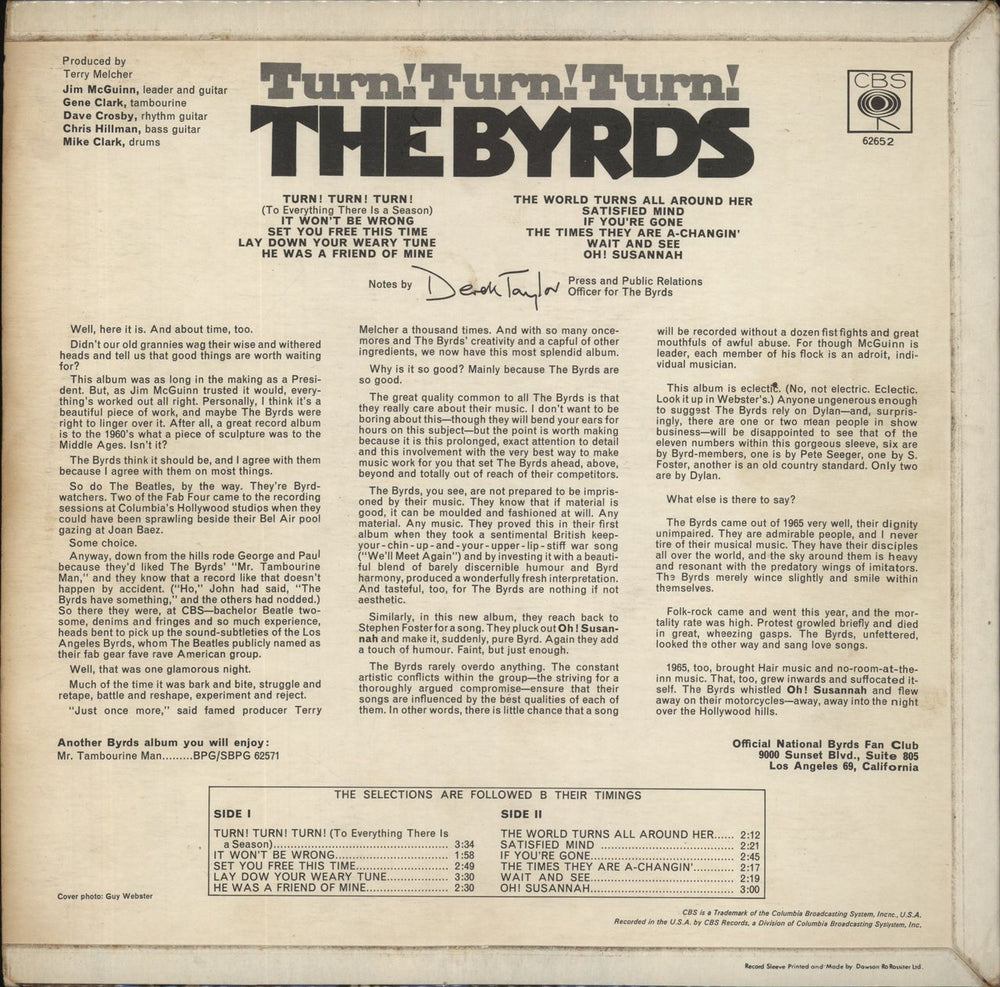 The Byrds Turn! Turn! Turn! - 1st UK vinyl LP album (LP record)