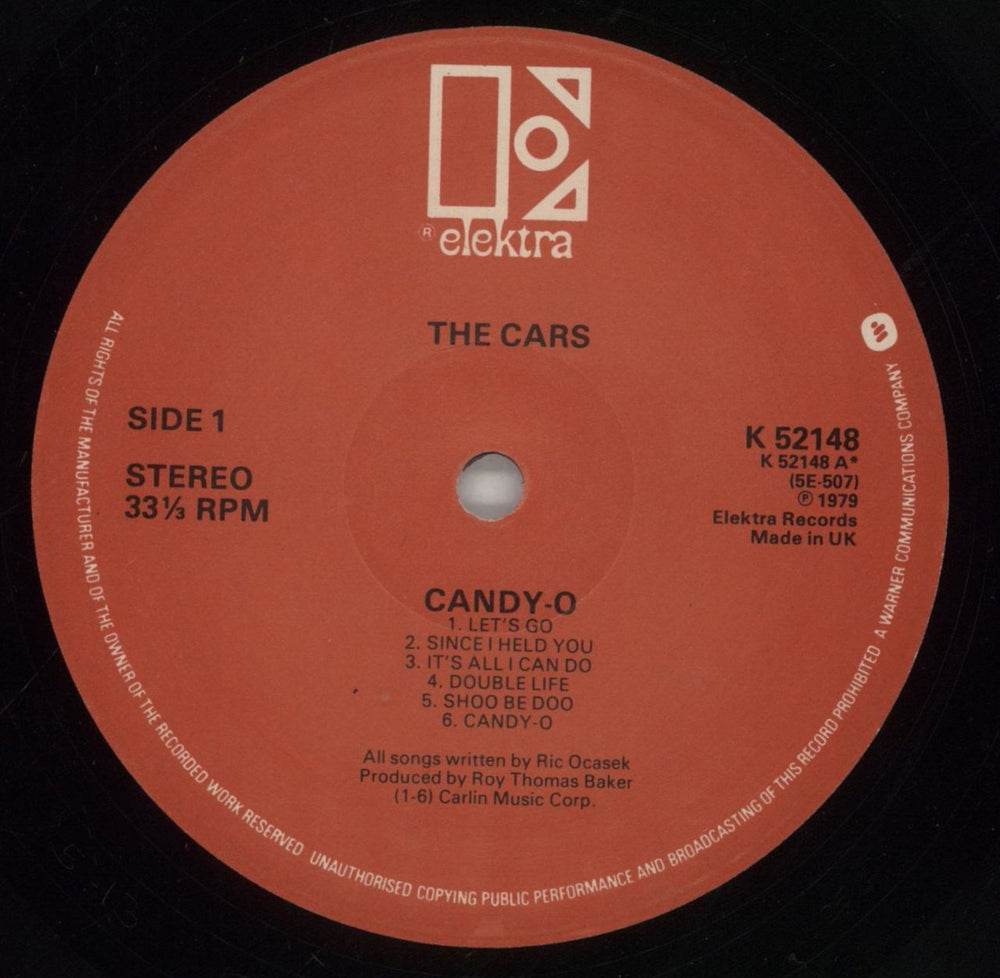 The Cars Candy-O UK vinyl LP album (LP record) C-RLPCA284593