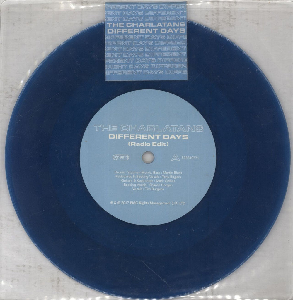 The Charlatans (UK) Different Days - Blue vinyl UK 7" vinyl single (7 inch record / 45) 538310771