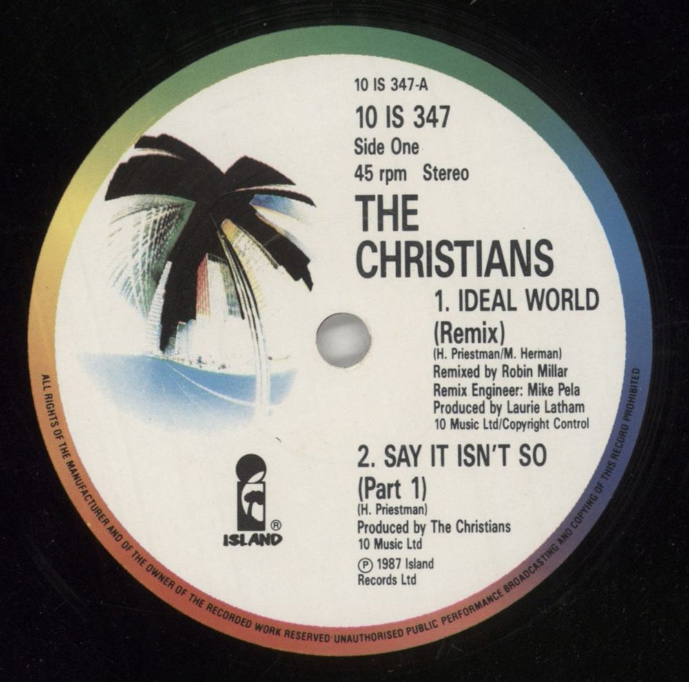 The Christians Ideal World UK 10" vinyl single (10 inch record) CTN10ID63365